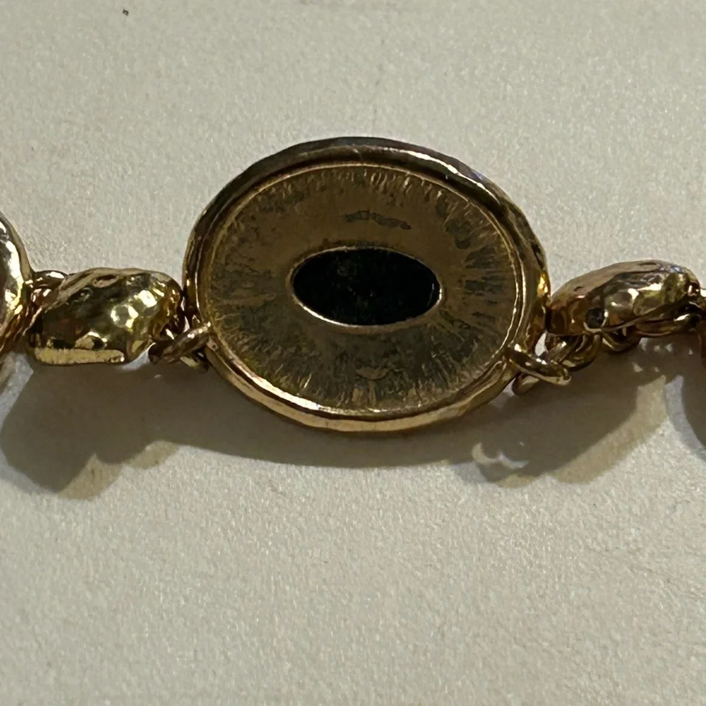 Monet Gold Plated and Black Cabochons Choker Necklace